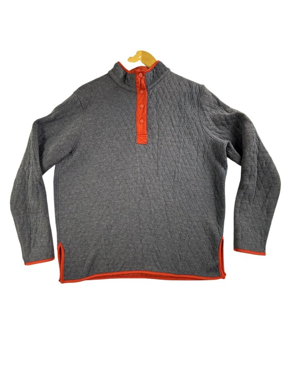 Marine Layer Sweatshirt Womens Large Blue Quilted Snap Henley Pullover Mock Neck